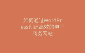 如何通过WordPress创建高效的电子商务网站